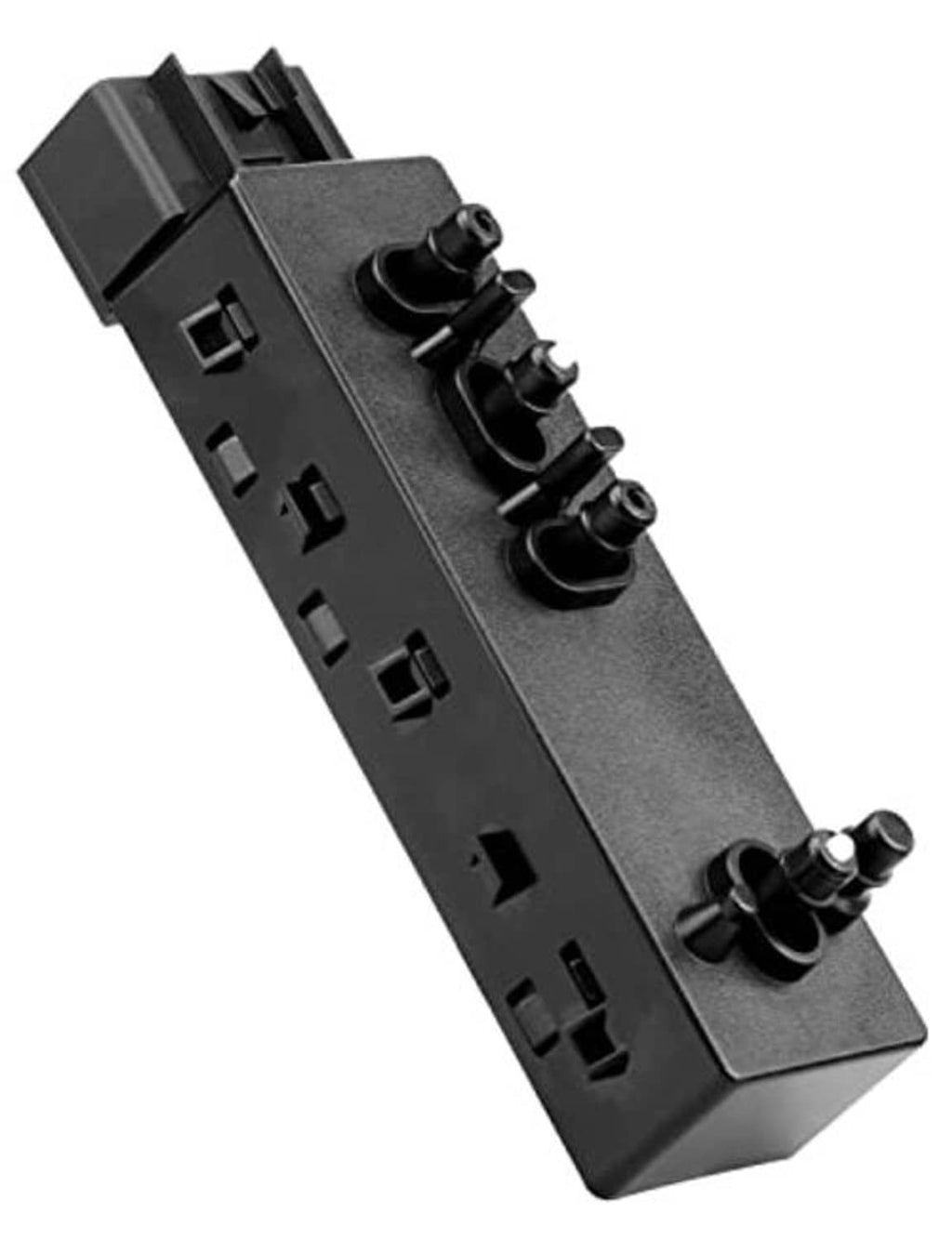 Power seat switch panel with push-button controls and connector slots, black/gray