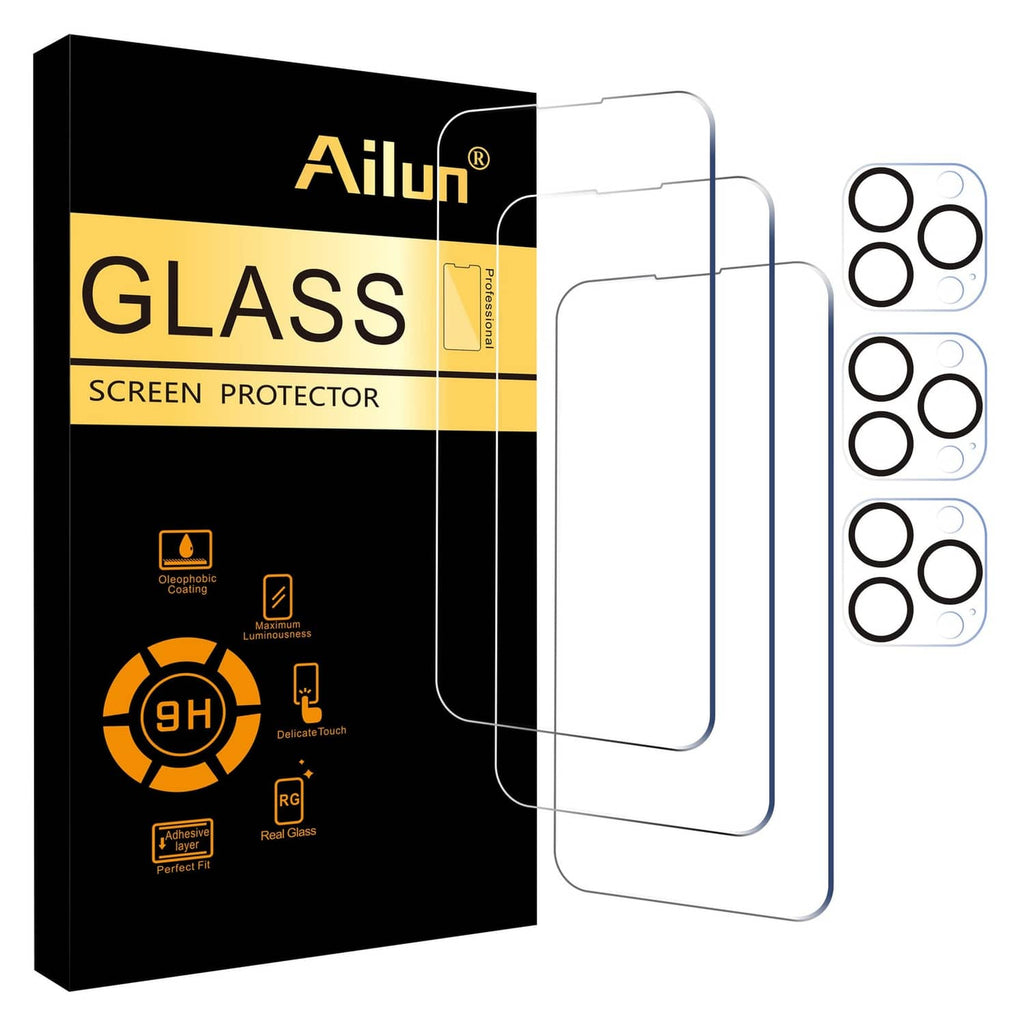 Ailun glass screen protector 3-pack, including multiple lens ring guides