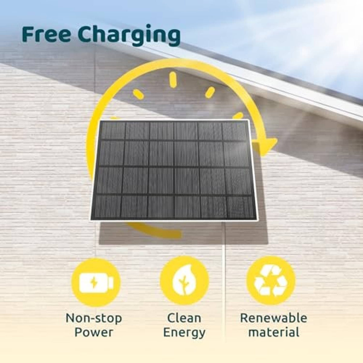 Black framed solar panel with charging design for continuous power