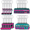 Music-themed keychain set with colorful note, headphones, and boombox charms (16)