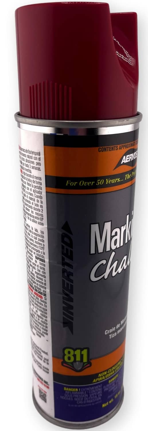 Aervoe red marking chalk spray can with “Marking Chalk” text and code 811