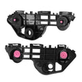 Black plastic front bumper bracket retainers, left and right pair with pink fasteners