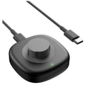 Dark gray portable charging dock with circular stand and USB-C cable connector