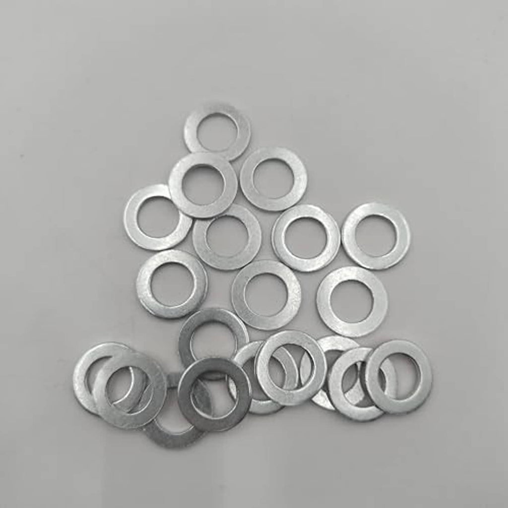 Silver crush washer rings, loose set, flat round metal washers with holes