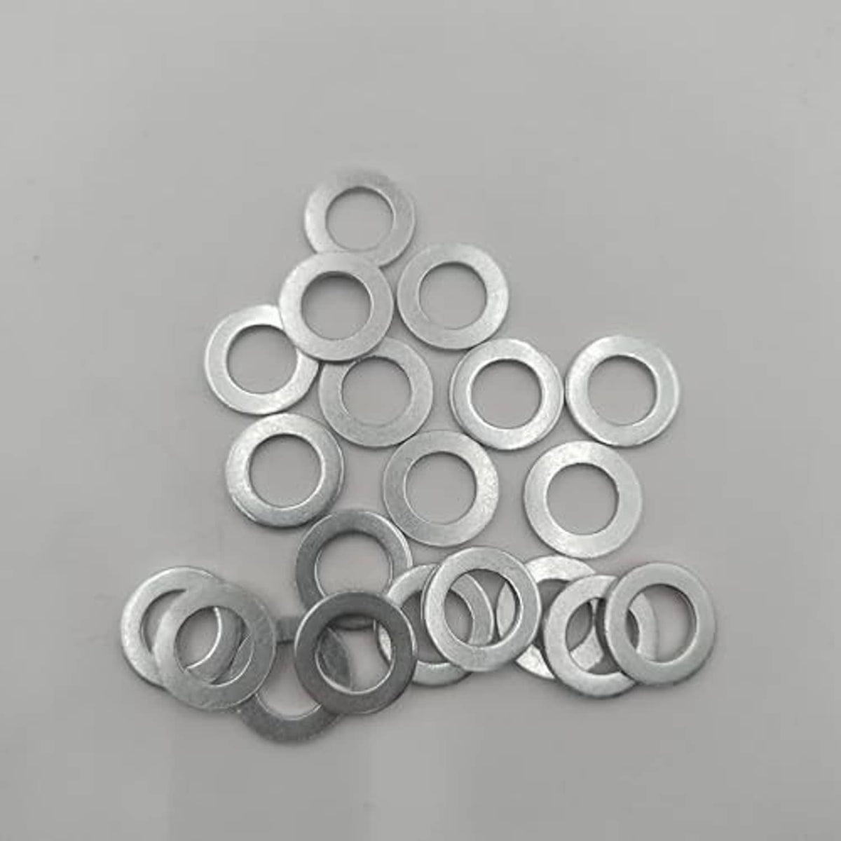 Silver crush washer rings, loose set, flat round metal washers with holes