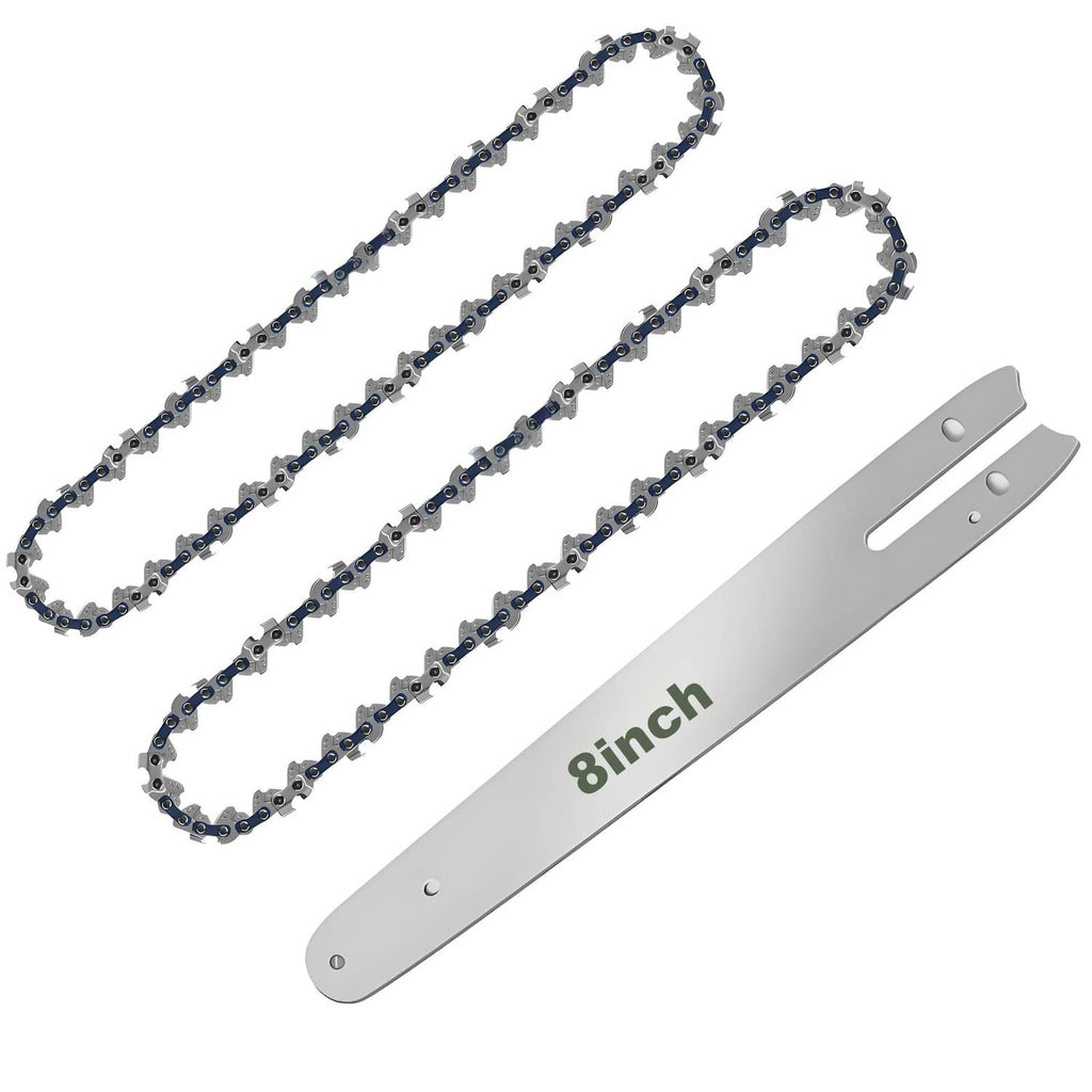 8-inch chainsaw replacement chain set with two chains and 8-inch guide bar