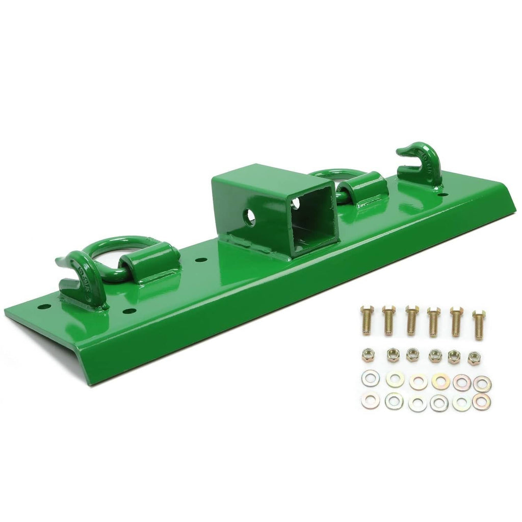 Green steel receiver D-ring grab hooks kit with mounting bar and included bolts