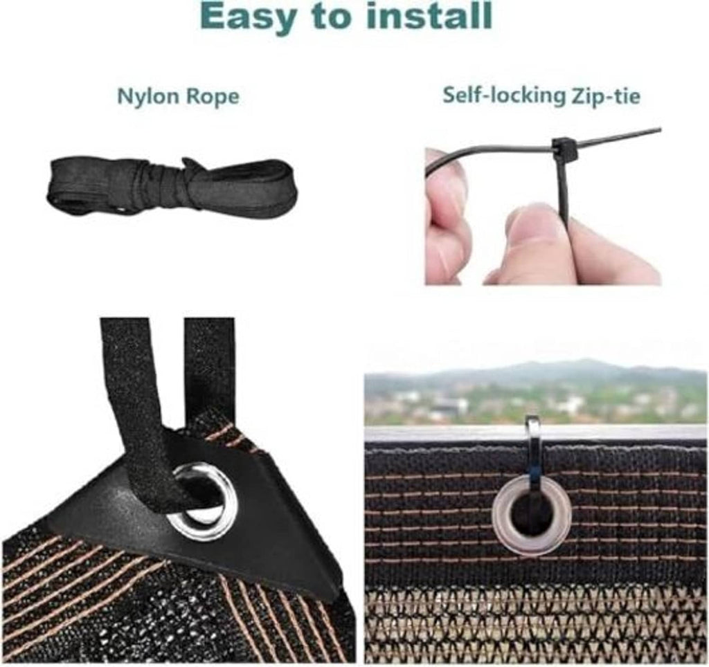 Privacy screen installation accessories: nylon rope and self-locking zip ties
