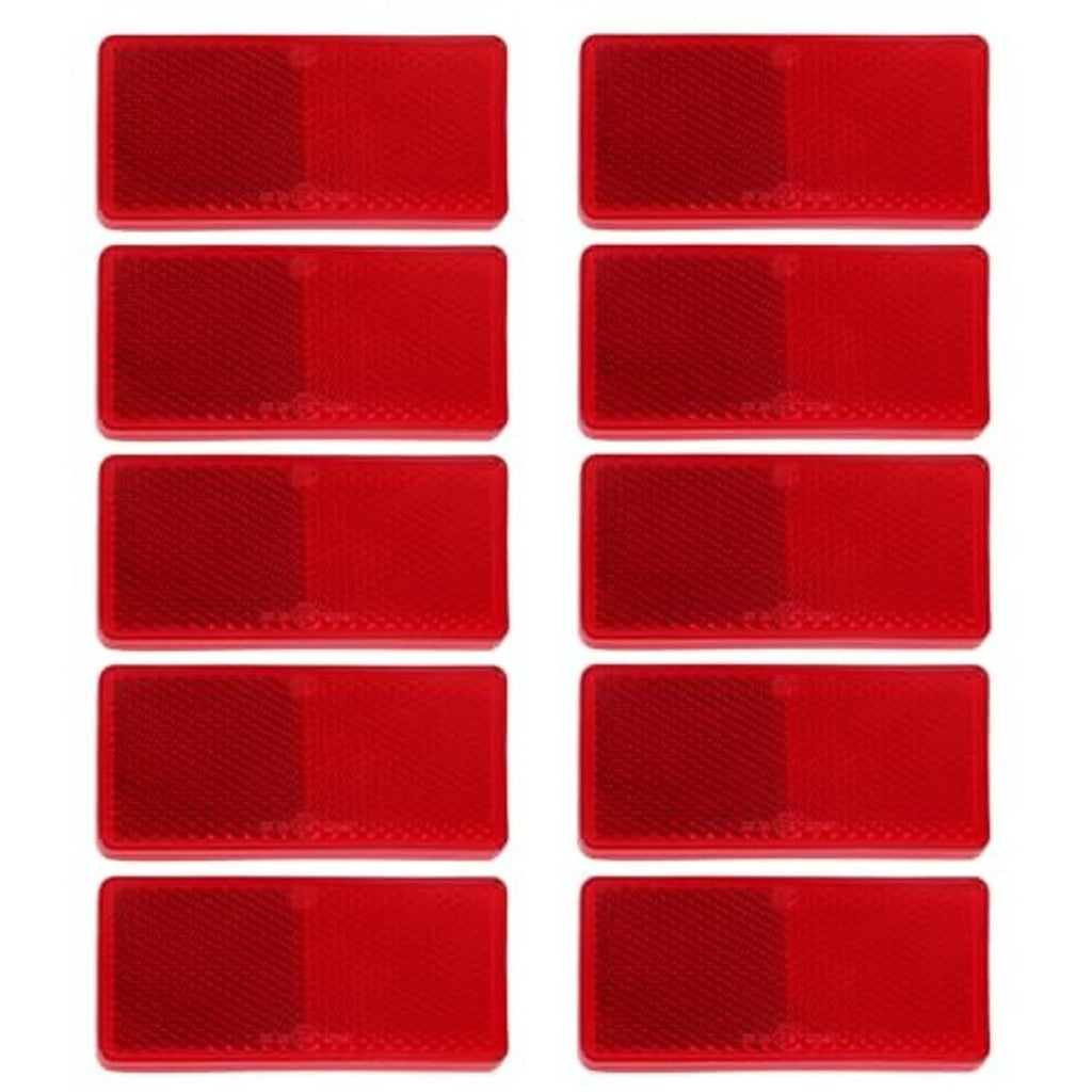 Set of red rectangular reflectors with reflective hex texture, multiple pieces