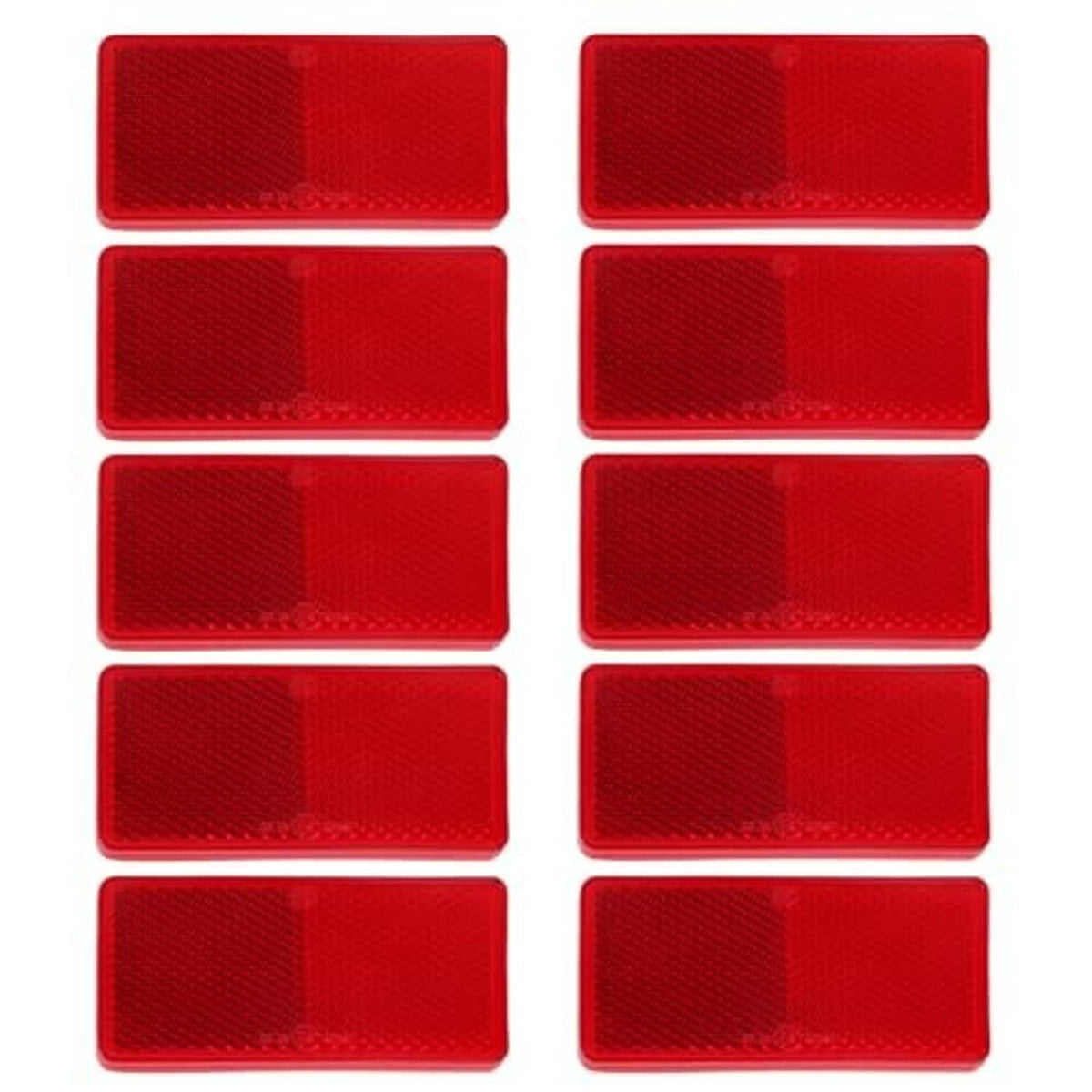 Set of red rectangular reflectors with reflective hex texture, multiple pieces