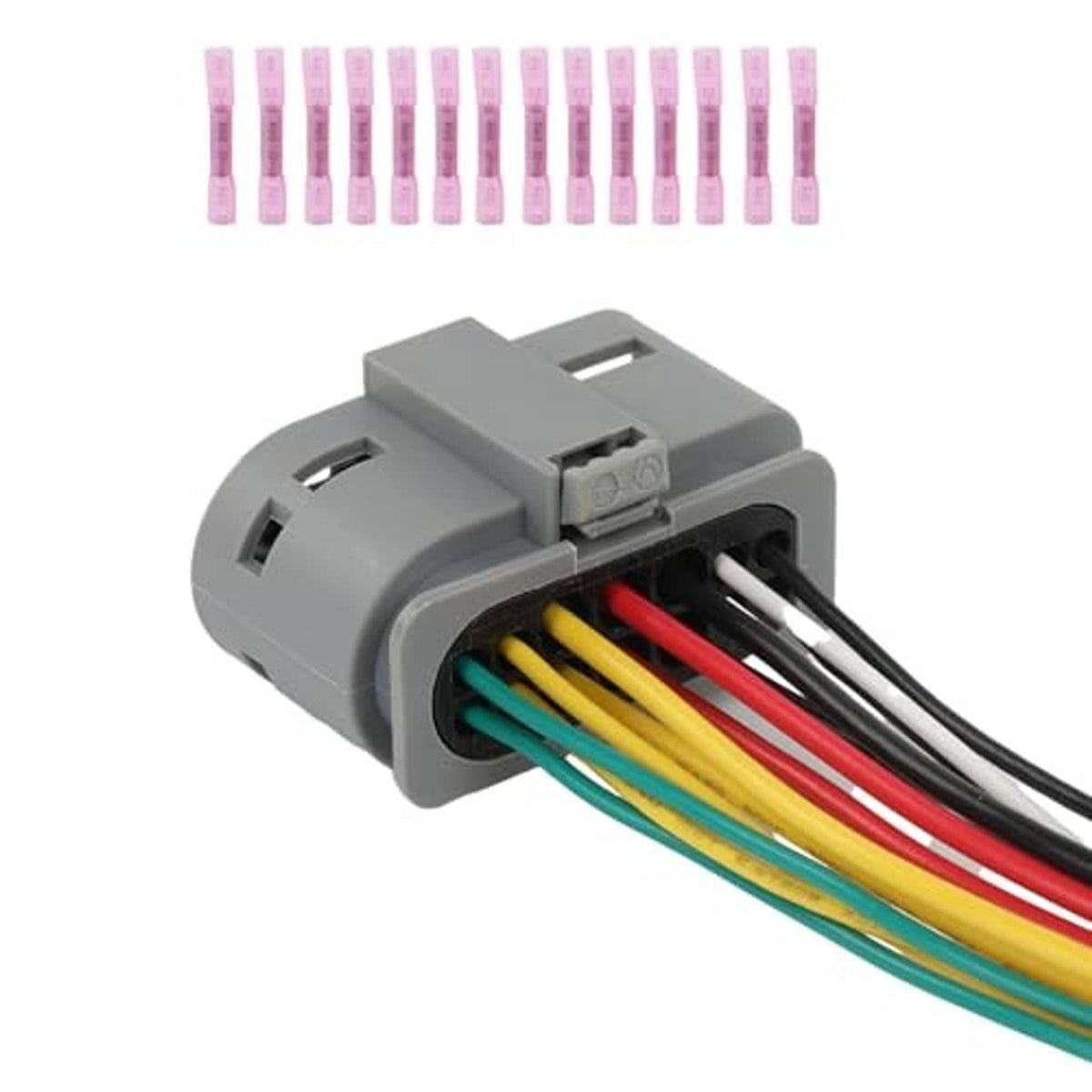 Headlight sensor socket connector with exposed multi-wire leads and gray body