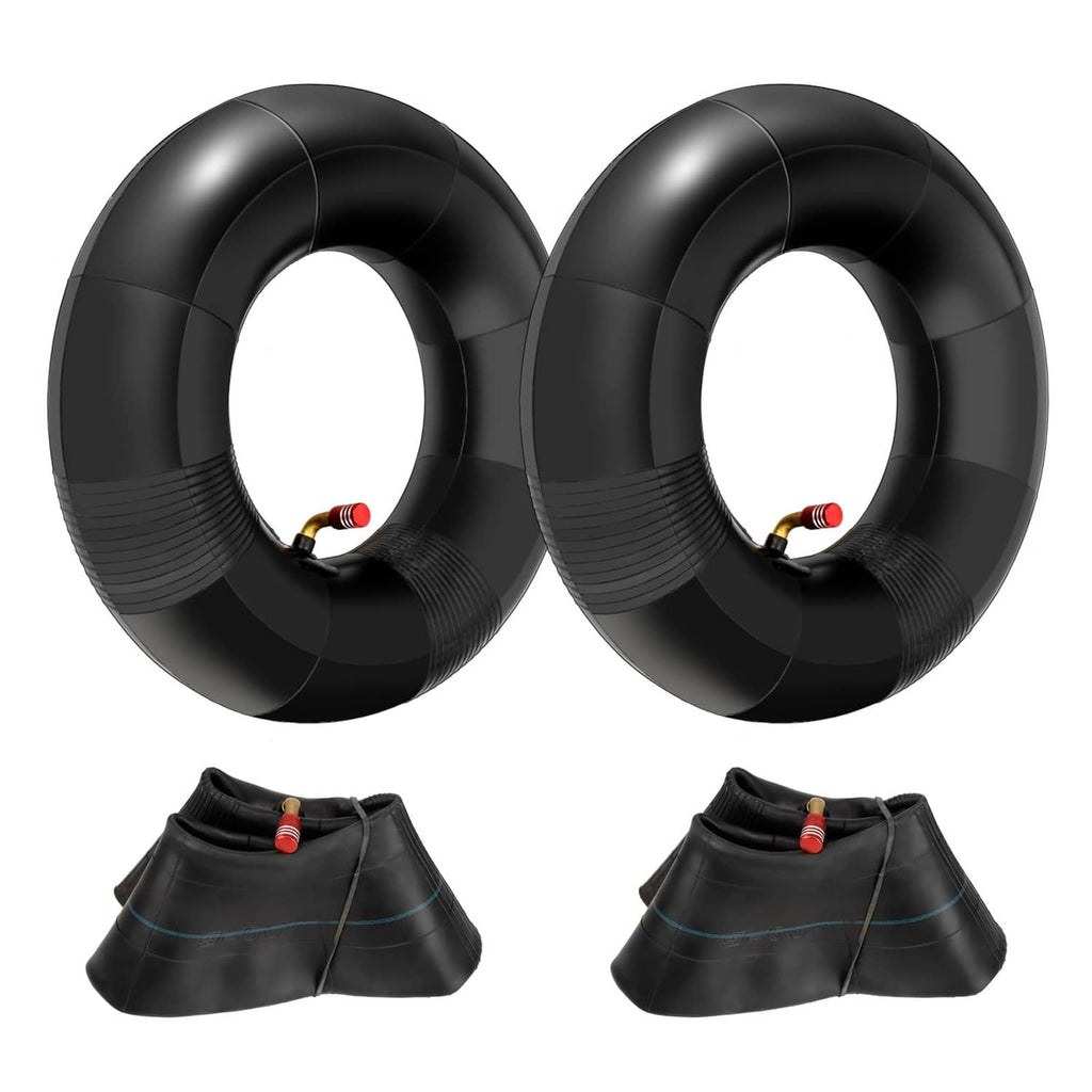 Two black 13x5.00-6 inner tubes with bent valve stems in a paired layout.