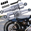 Pair of chrome rear shock absorbers with coil springs and mounting bushings