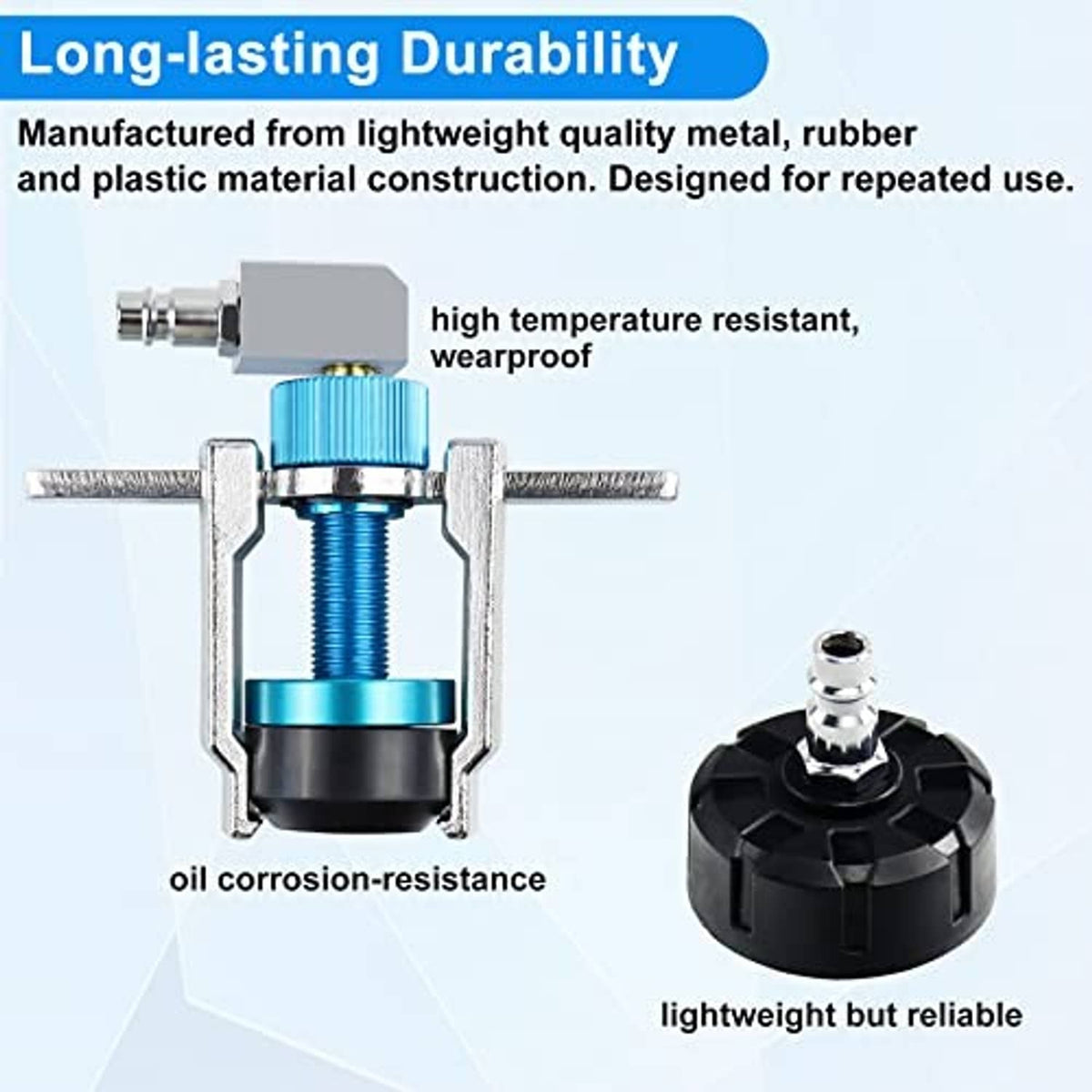 Brake master cylinder adapter assembly with blue sleeve, metal hardware, black cap