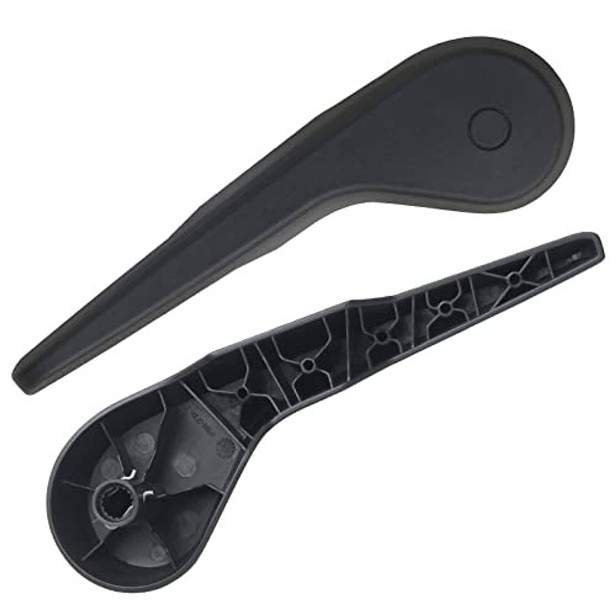 Seat recliner handle lever with exposed inner frame, dark gray/black