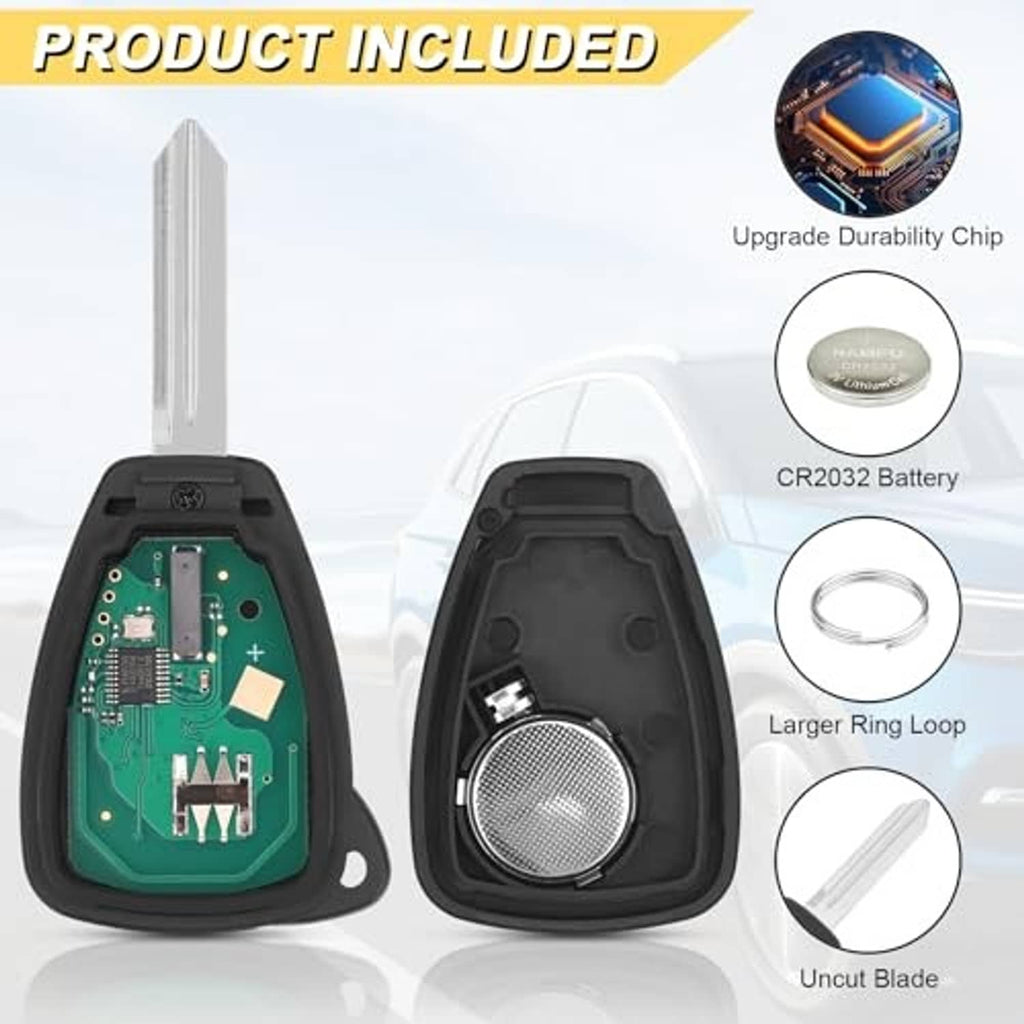 Black key fob opened to show circuit board, battery, and key ring loop