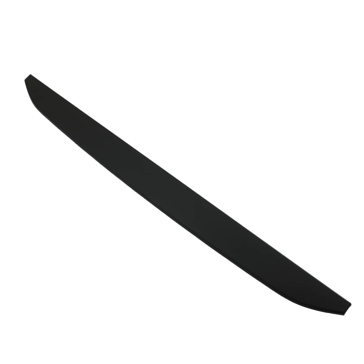 Black tailgate bed cap molding trim strip with tapered end profile
