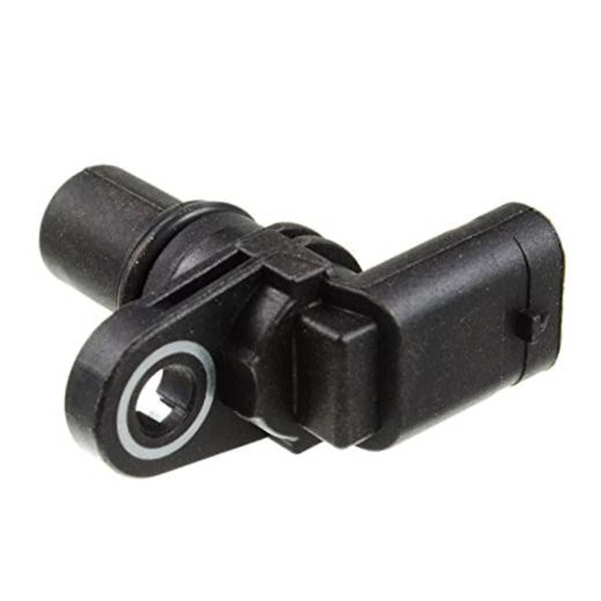 Camshaft position sensor with mounting hole and black wiring connector