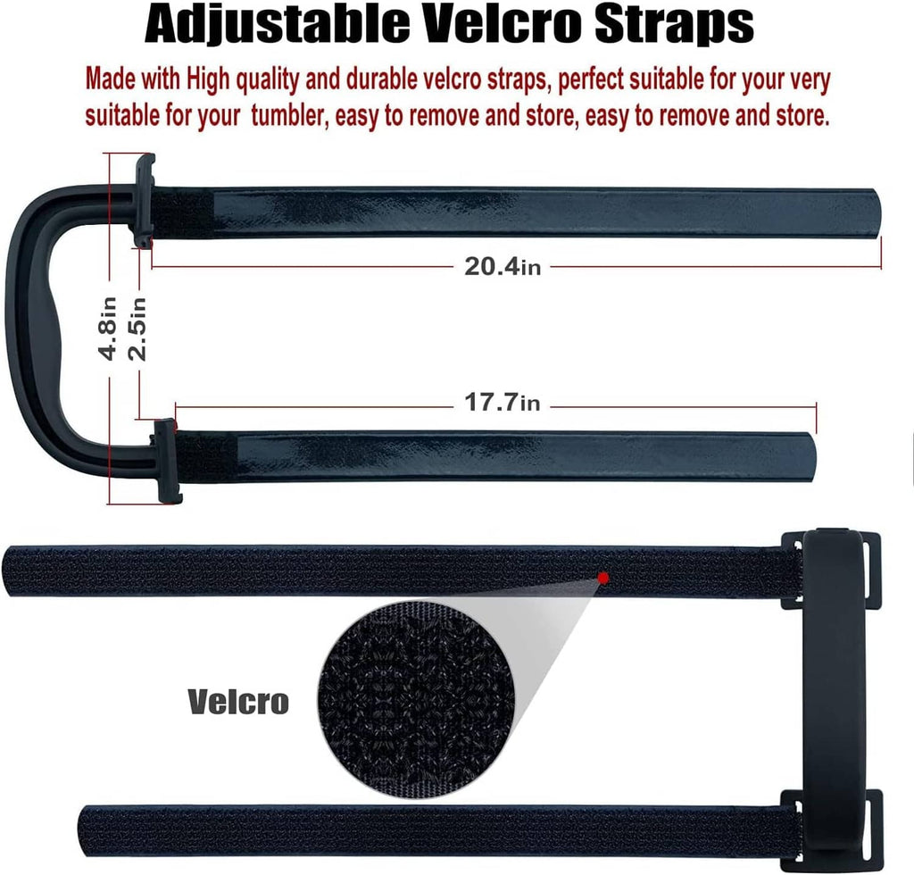 Black adjustable strap handle with Velcro closure and hook-and-loop fastening pieces