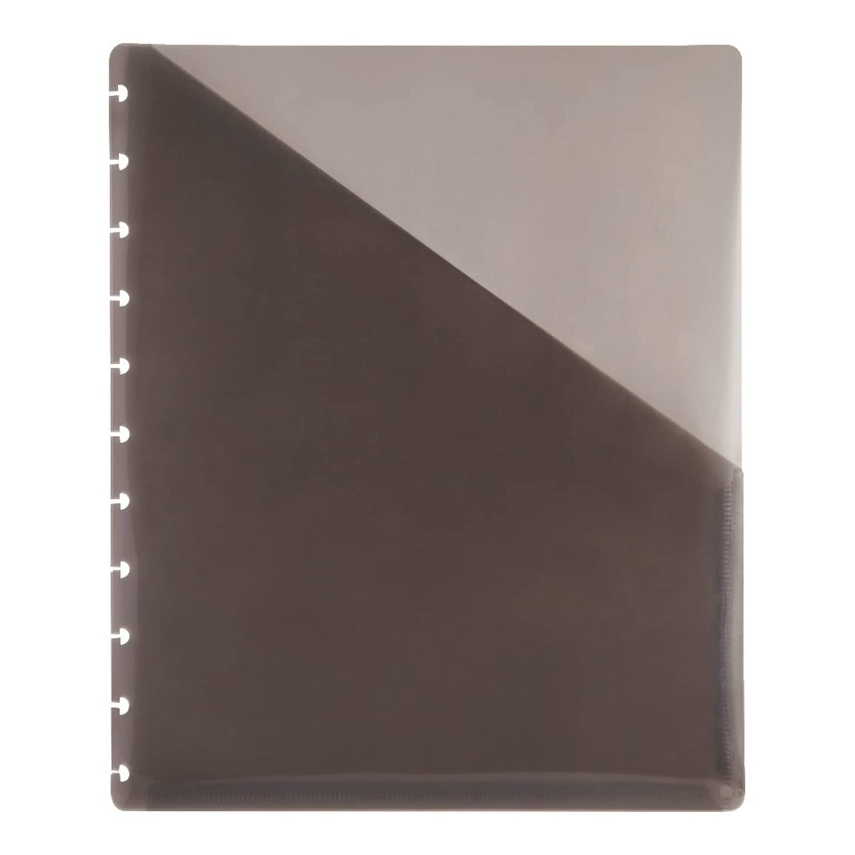 Discbound pocket divider for 8.5x11 pages, dark gray, with punched binder holes
