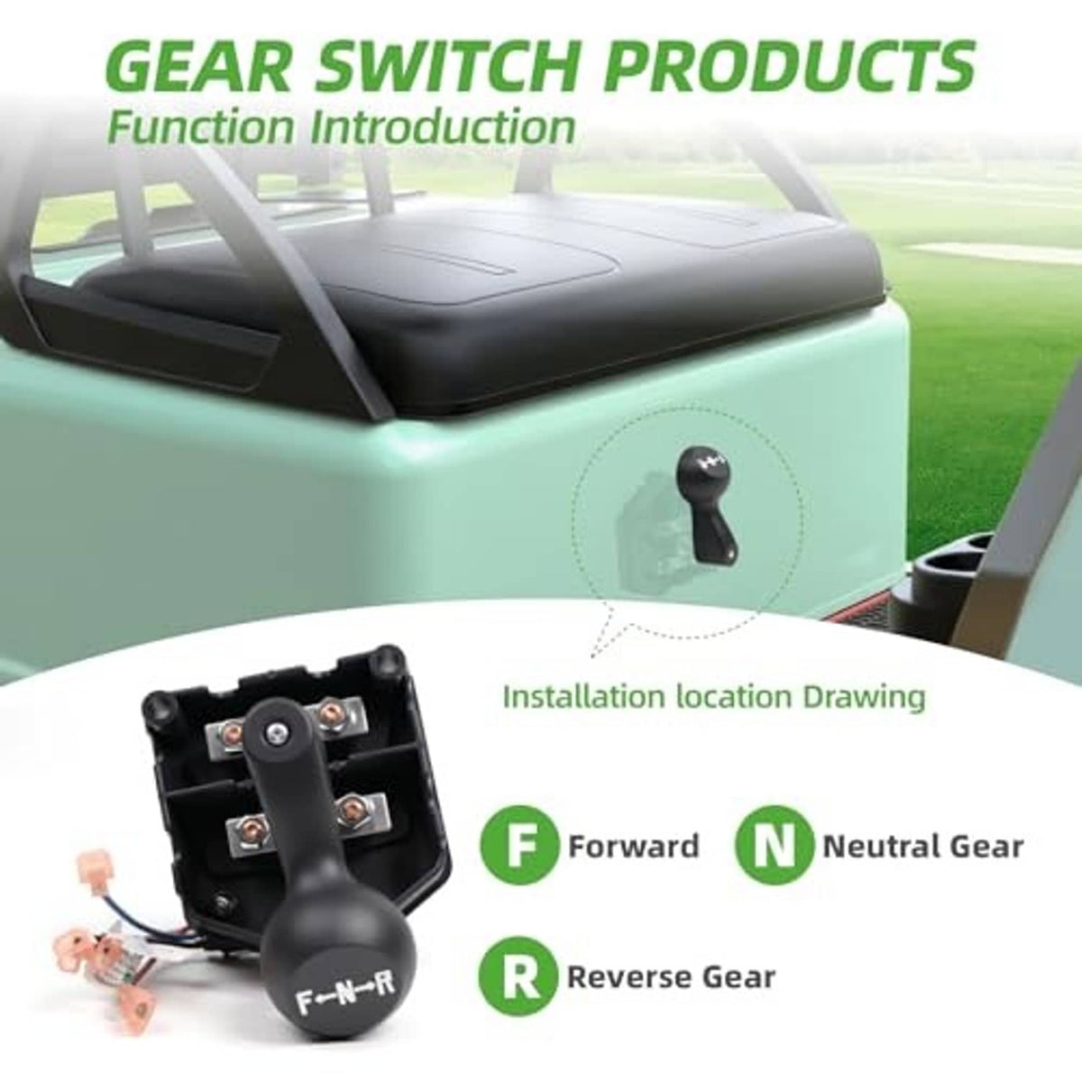 Black forward/neutral/reverse switch with knob and wiring plugs