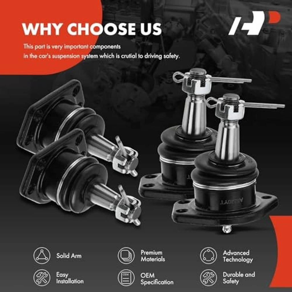 Ball joints set with black dust boots and chrome housings