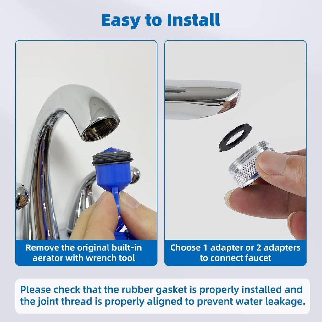 Faucet adapter with black rubber gasket and chrome threads for easy sink aerator installation