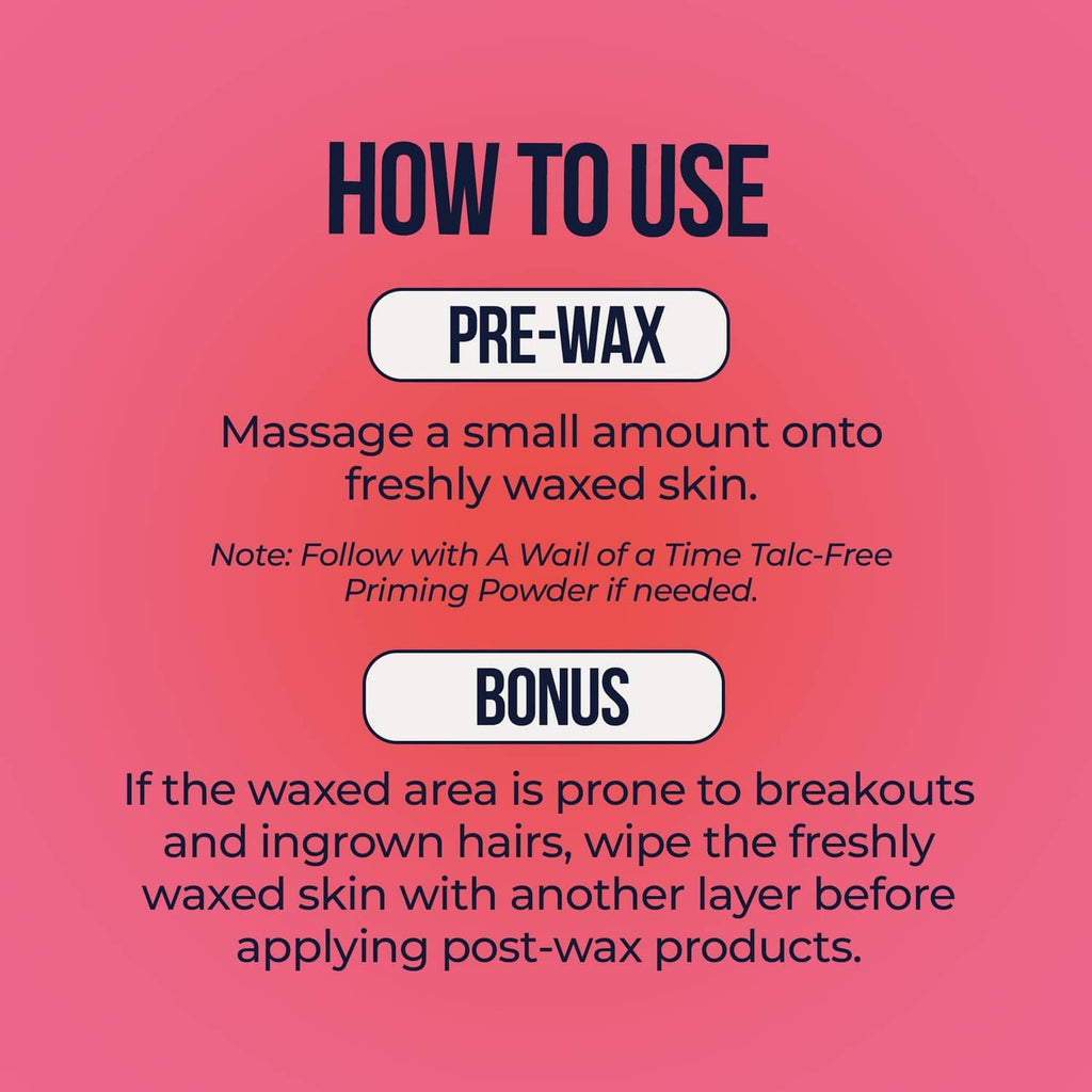 How to use pre-wax card: massage a small amount onto freshly waxed skin