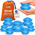 Blue silicone cupping cups set with pouch, assorted sizes (set of 8)