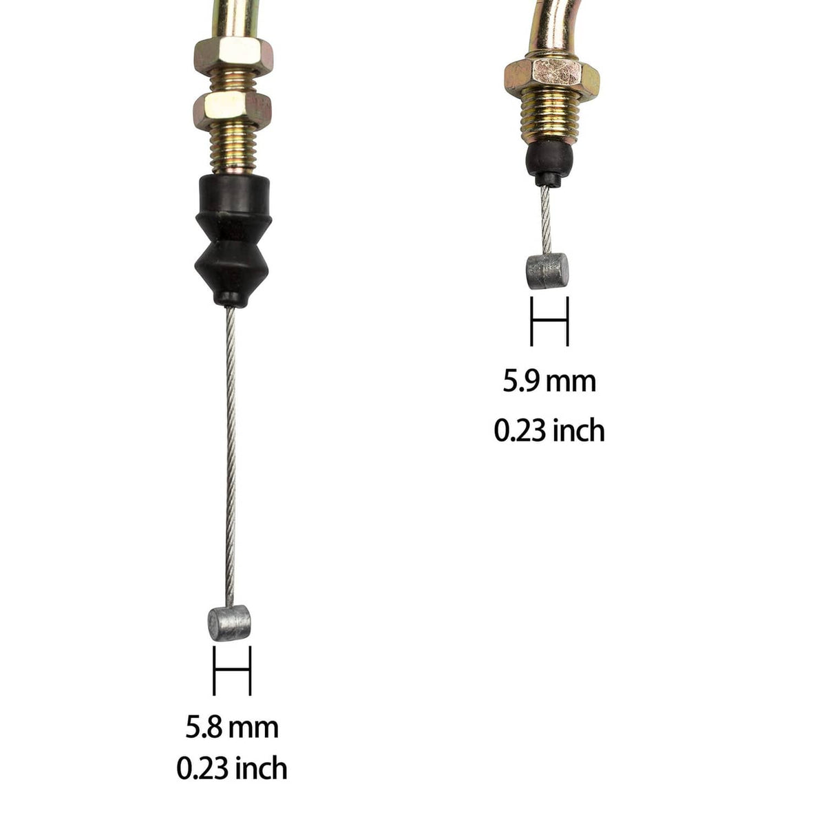 Throttle cable end adjuster tips with 5.8 mm and 5.9 mm measurements