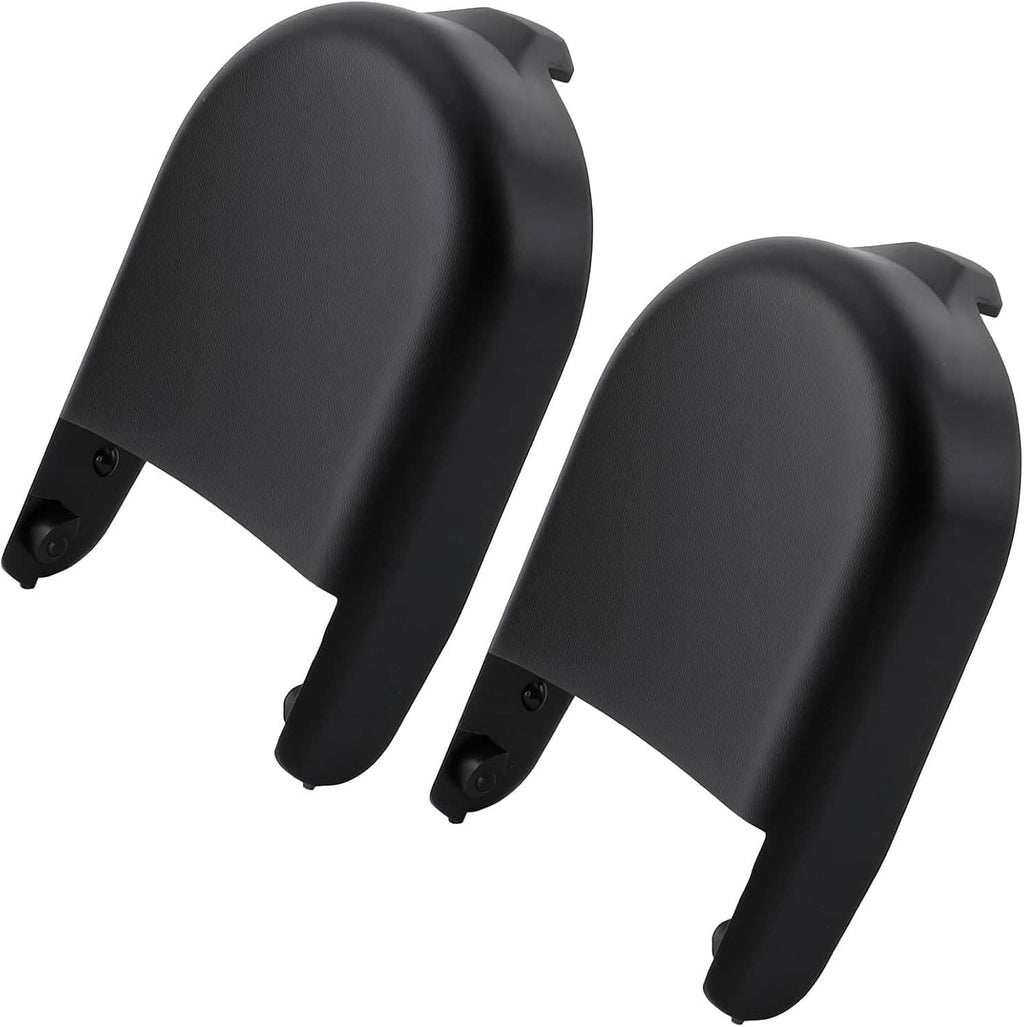 Pair of black wiper arm cap covers with curved design and screw points