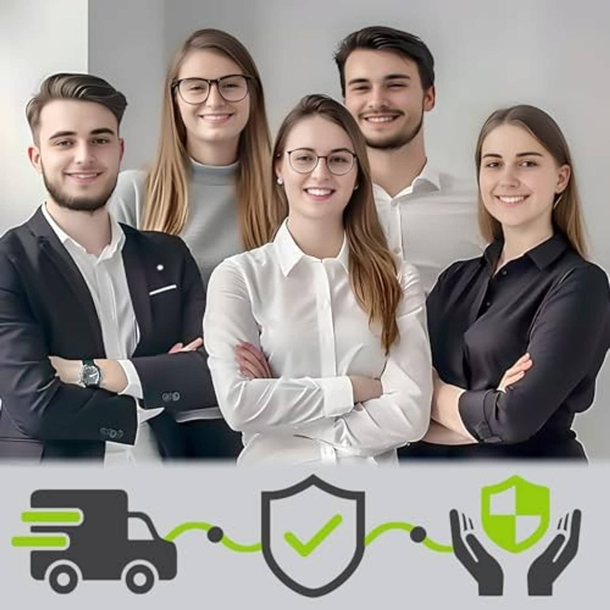Golf cart wiper switch assembly service graphic with smiling team and shield icons