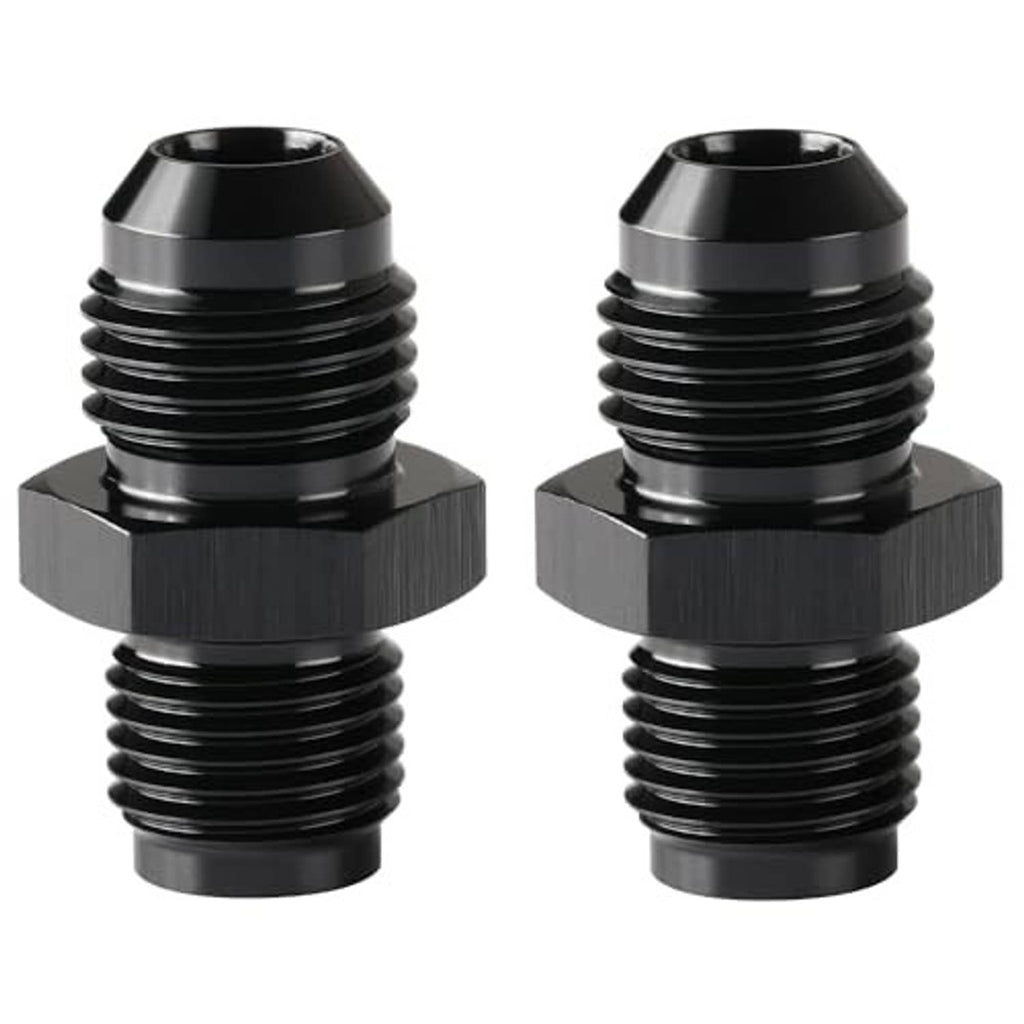 Black 6AN to 1/2-20 inverted flare adapter pair with hex mounting section