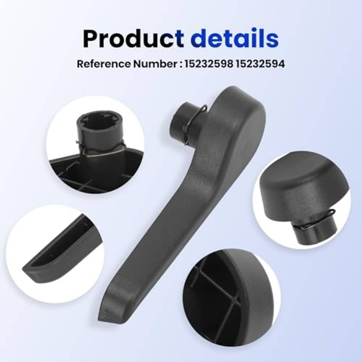 Dark gray recliner handle with mounting ends and side release channel detail