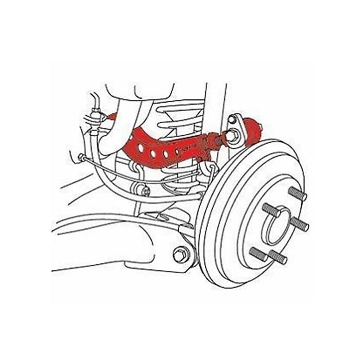 Camber control arm installation diagram near the rear suspension components