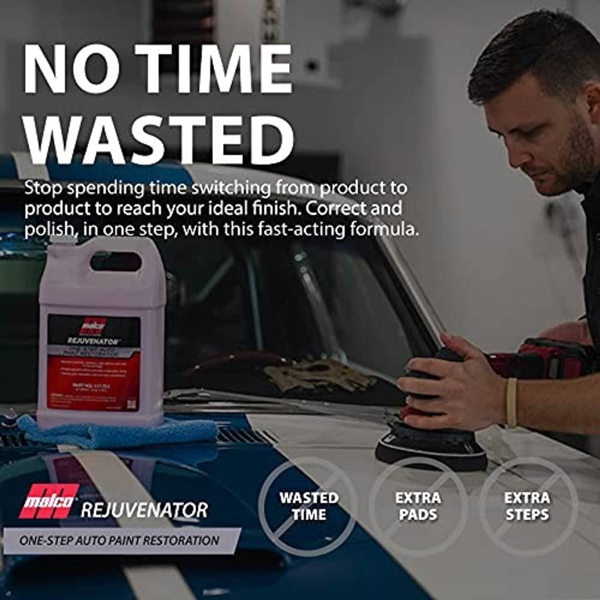 Auto paint restoration bottle on surface beside polishing pad for car paint