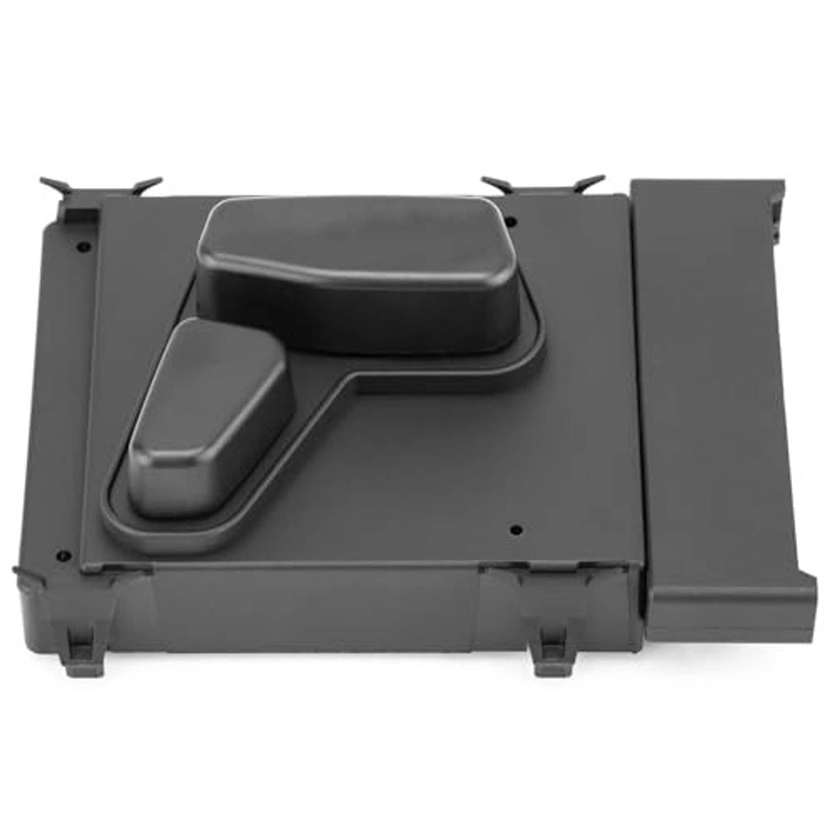 Driver-side power seat switch module top cover with two raised button shapes