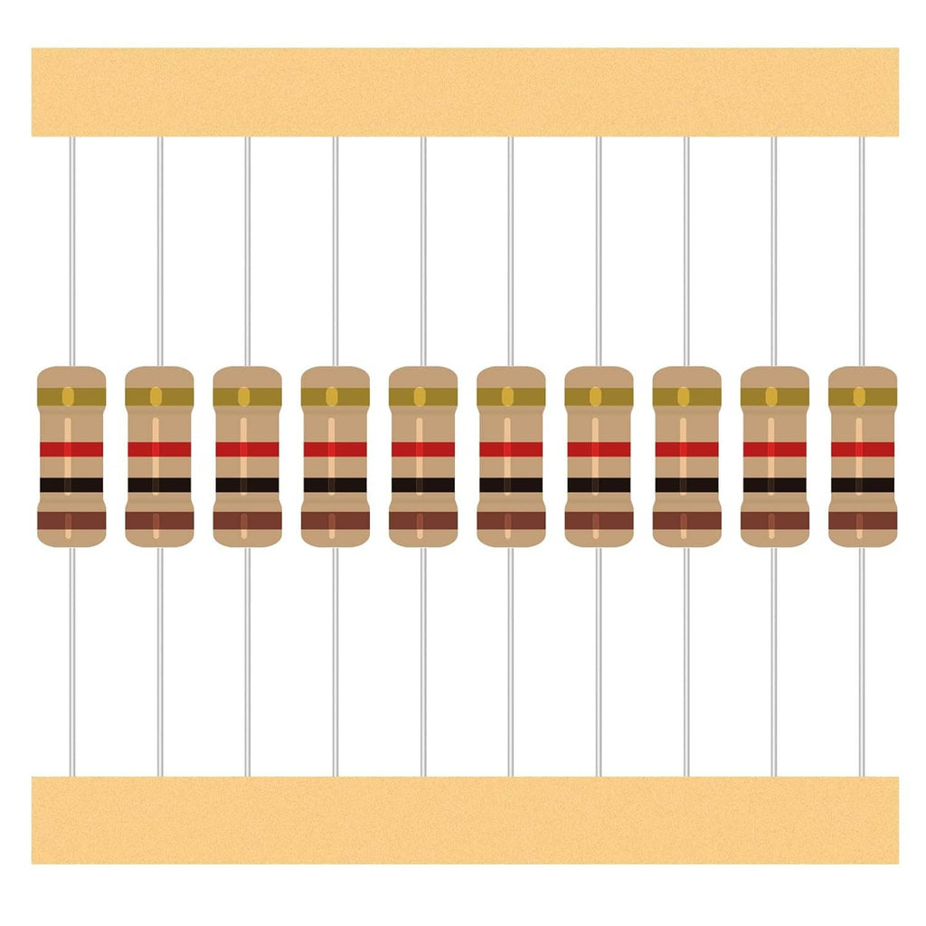 Resistor kit with multiple carbon film 1W resistors in assorted values