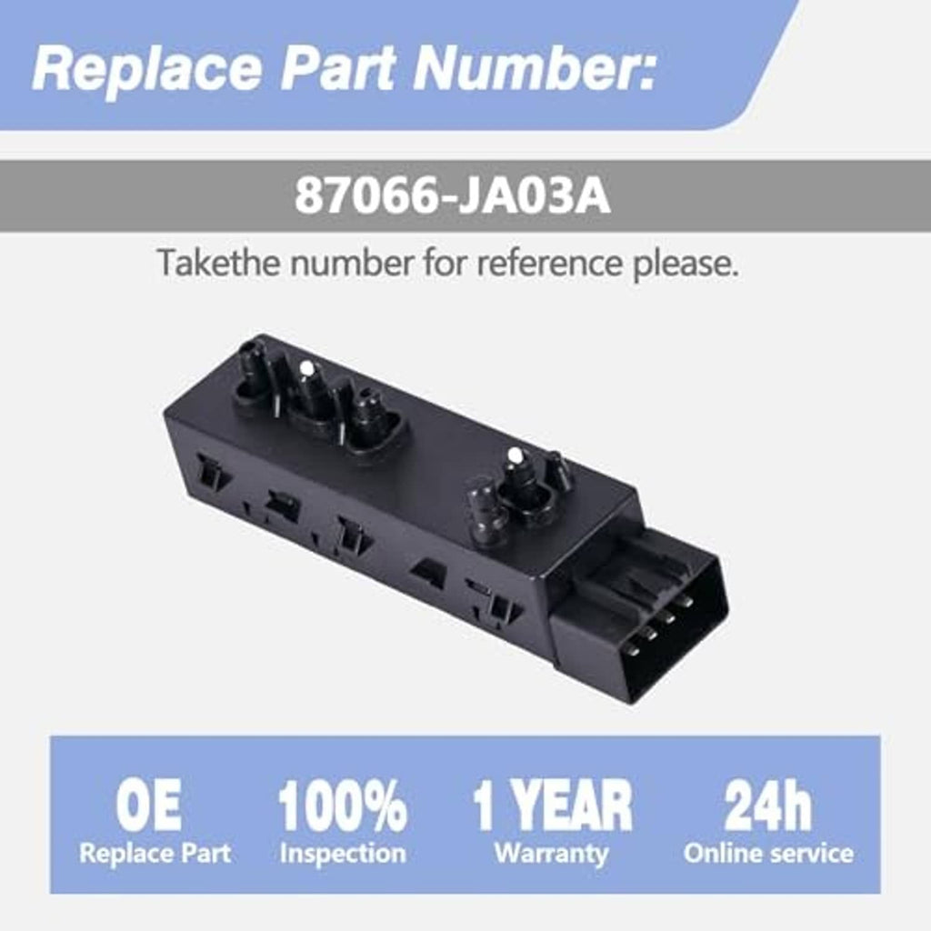 Power seat adjuster switch black control module with visible 10-pin plug