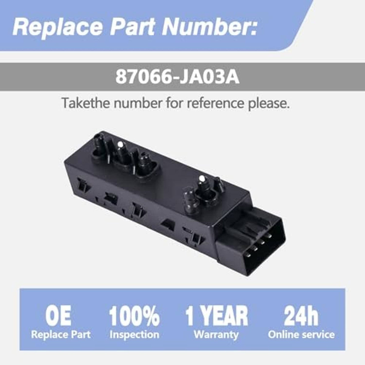Power seat adjuster switch black control module with visible 10-pin plug