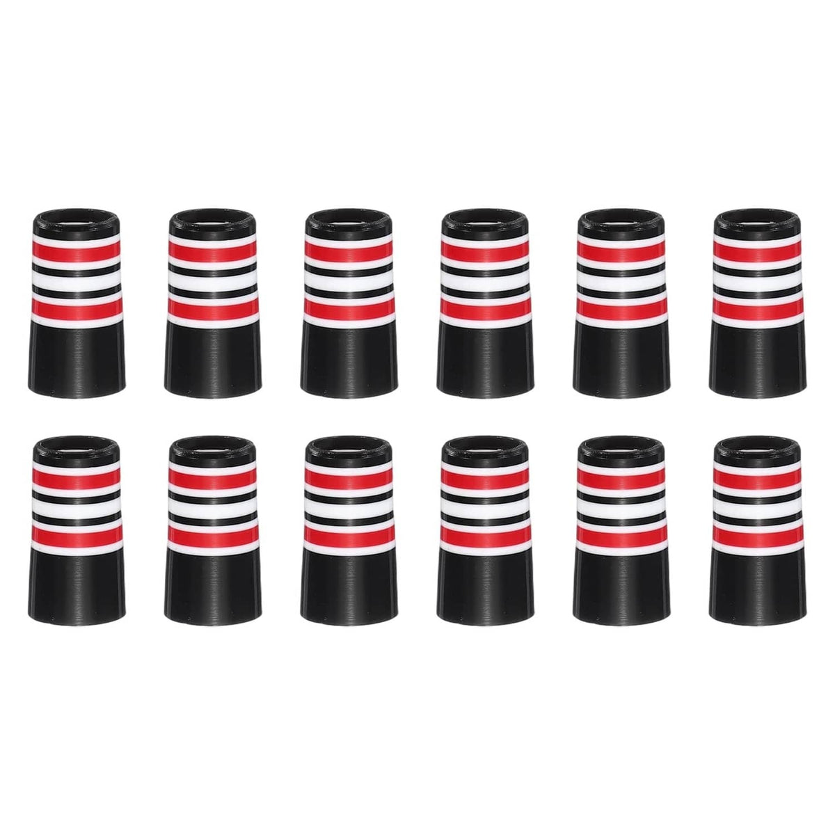 Set of black golf ferrules with red and white striped rings