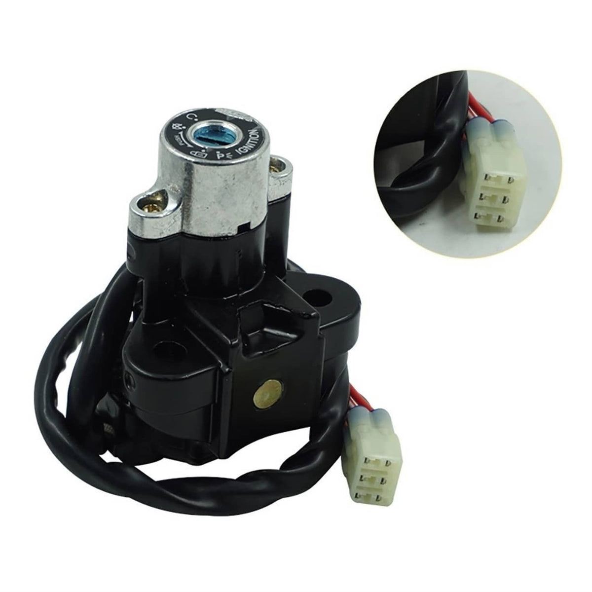 Ignition switch set with wiring plug and mounted connector