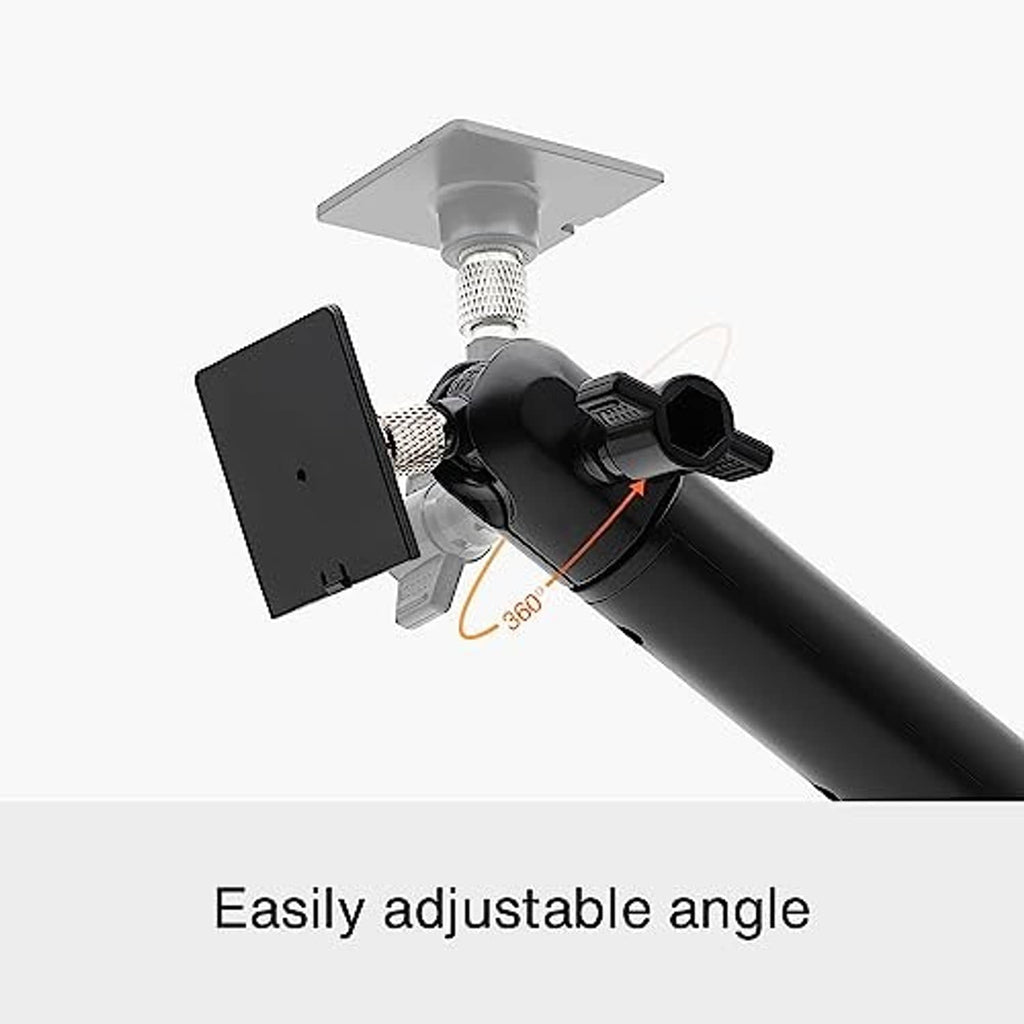 Black 2-in-1 wall mount with adjustable joint for solar panel and camera