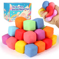 Set of colorful slow-rising stress cubes in orange, red, blue, green, and pink