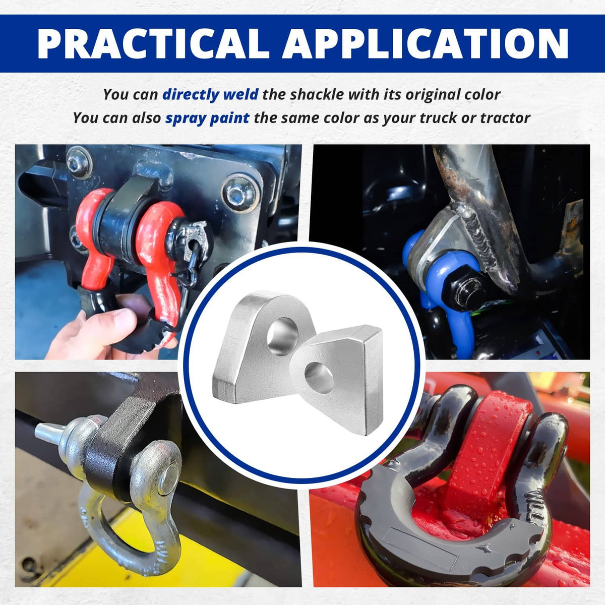 Two thick steel clevis mounts with circular holes for welding and mounting.