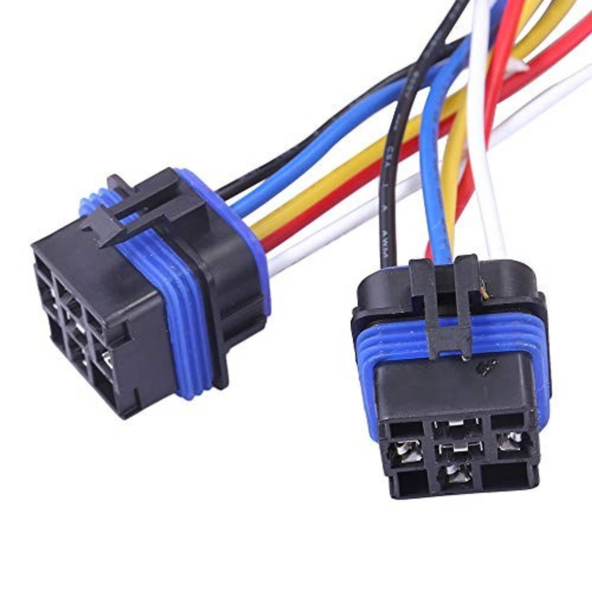 Marine tilt trim relay with wiring harness and blue connector plugs, black housing