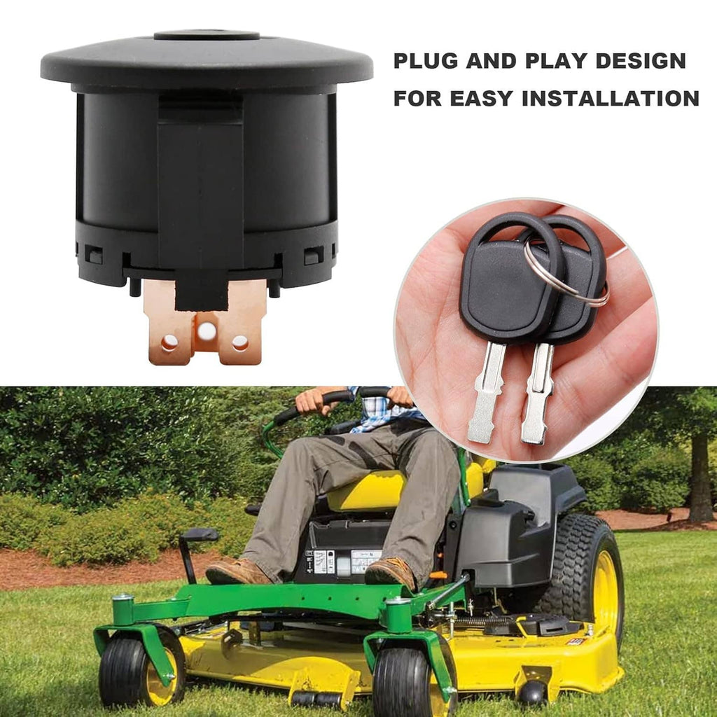 Ignition switch and keys with metal terminals, black cylindrical housing