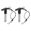 2-pack T-handle lock pins with black handles, steel shafts, and lanyard rings
