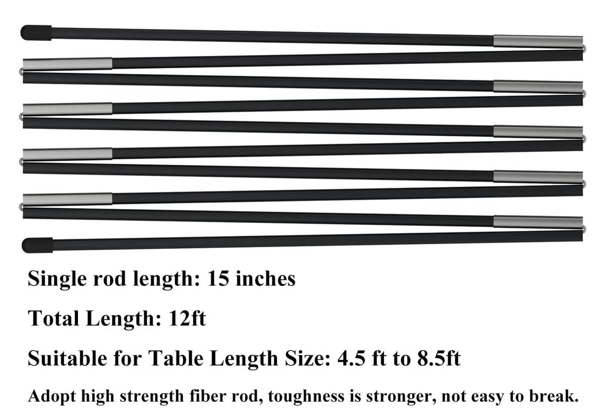 Black balloon arch support rods, single rod 15 in, total 12 ft frame kit