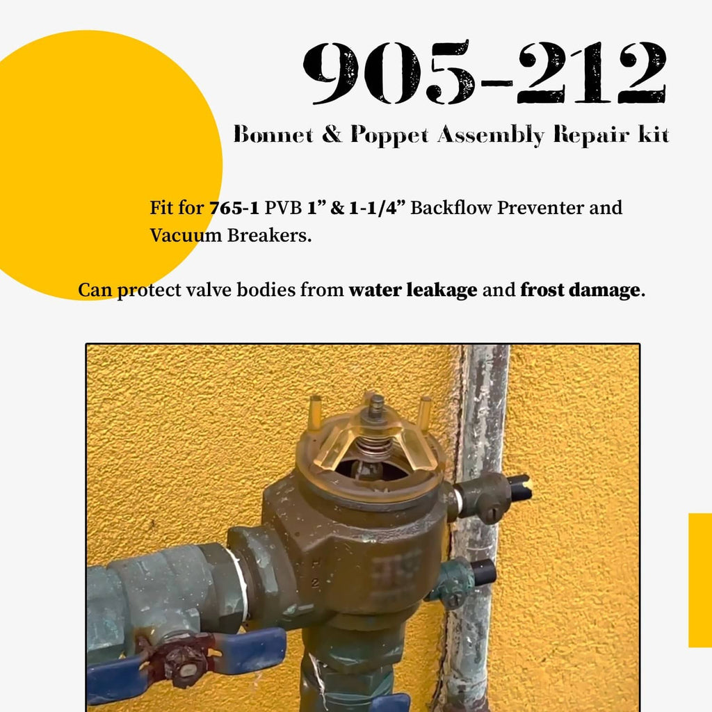 Brass backflow preventer valve assembly with gray body fitting on pipe